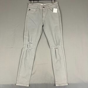 KanCan Jeans Womens 28 Light Gray Denim Cotton Leg Skinny Leg Pockets Distressed